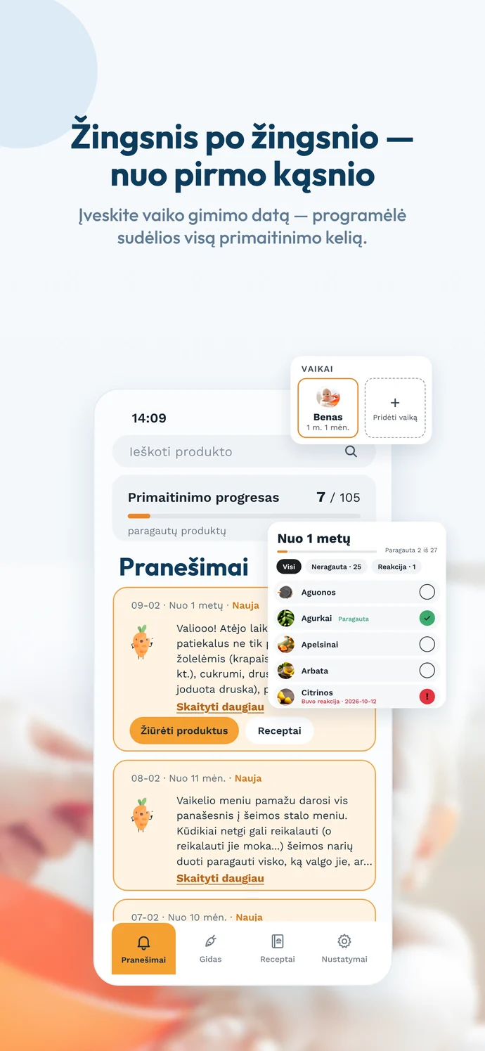 Žingsnis po žingsnio — nuo pirmo kąsnio